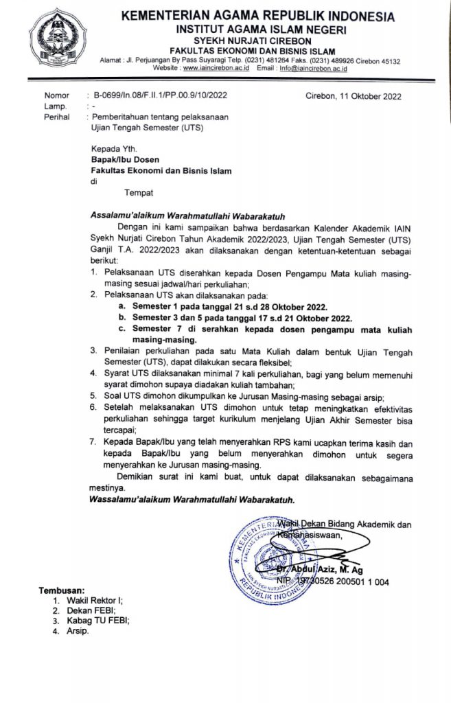 Pelaksanaan Ujian Tengah Semester TA. 2022/2023-1
