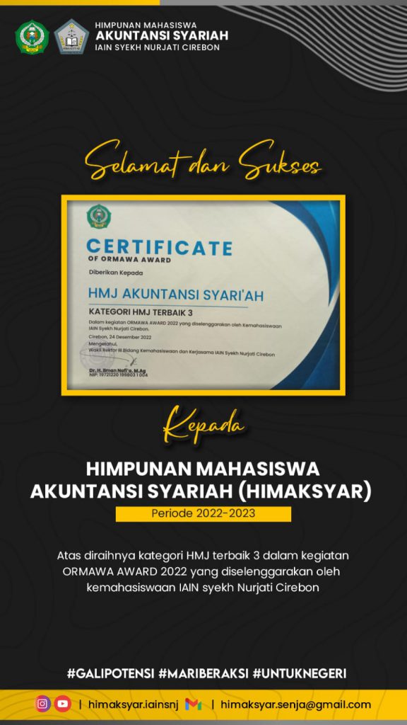 Himaksyar HMJ Terbaik 3 Kegiatan ORMAWA AWARD 2022