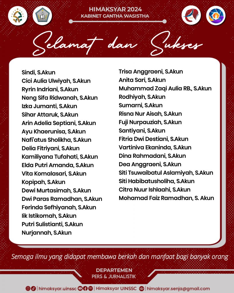 SELAMAT &amp; SUKSES KEPADA WISUDAWAN &amp; WISUDAWATI JURUSAN AKUNTANSI SYARIAH UIN SIBER SYEKH NURJATI CIREBON KE-XXIX