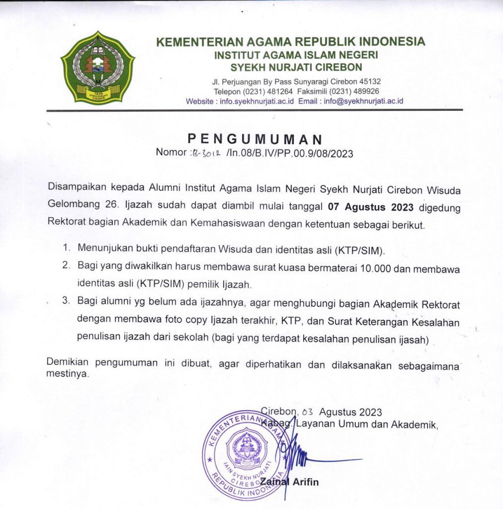 Pengambilan Ijazah Wisuda Gelombang 26